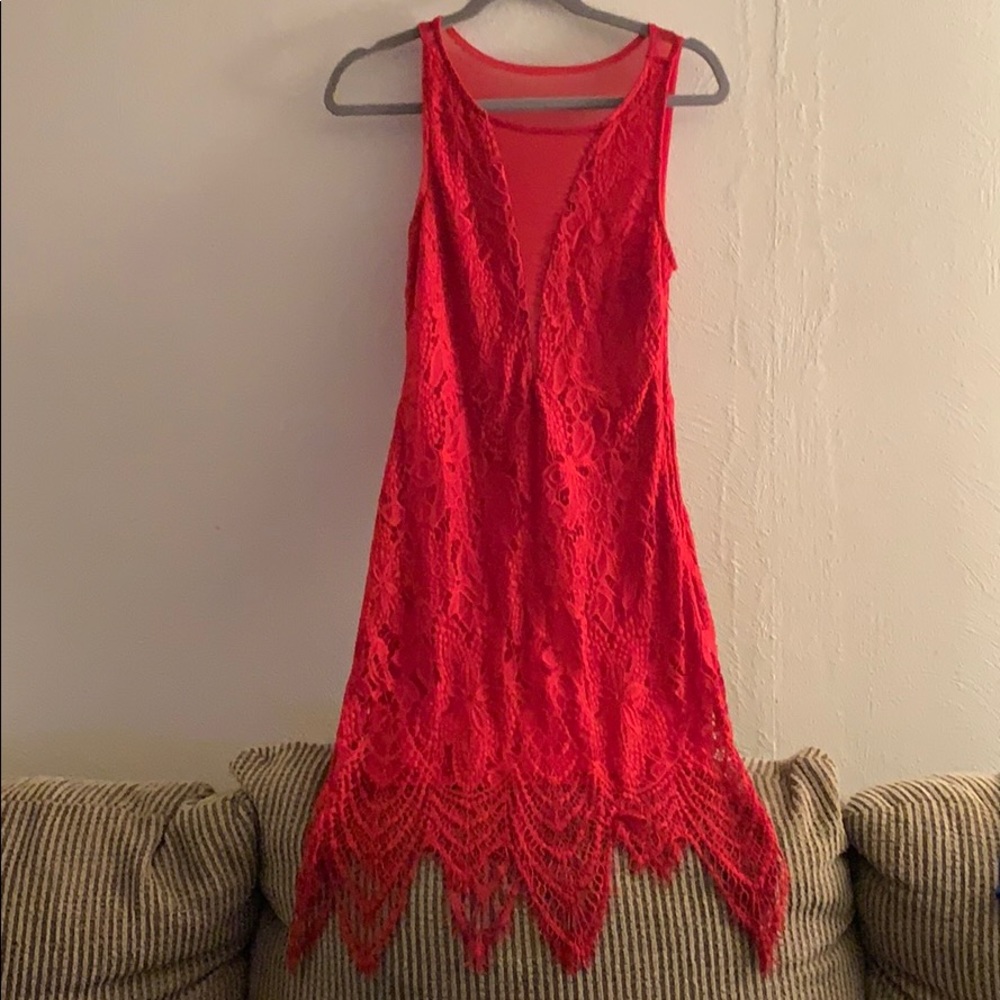 Red lace dress